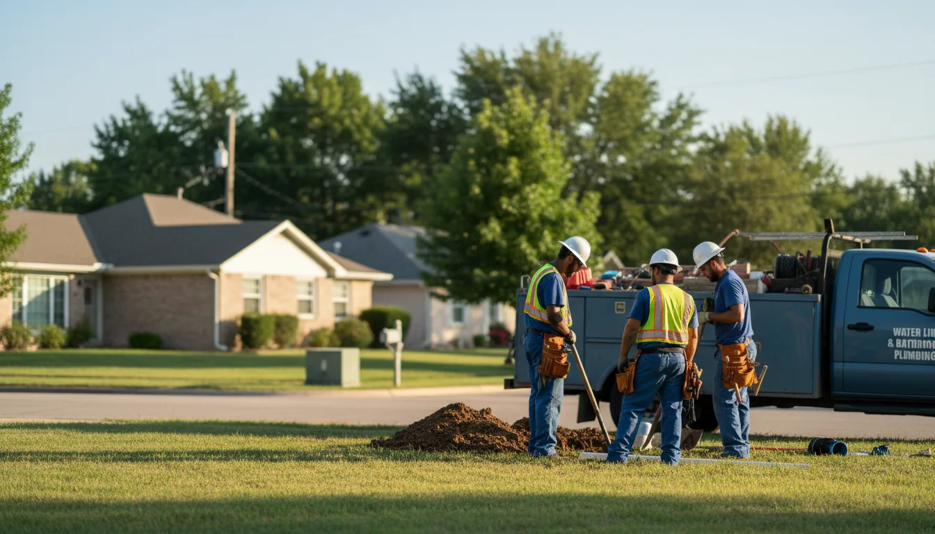 Residential water line and bathroom plumbing service in Fairview, OK